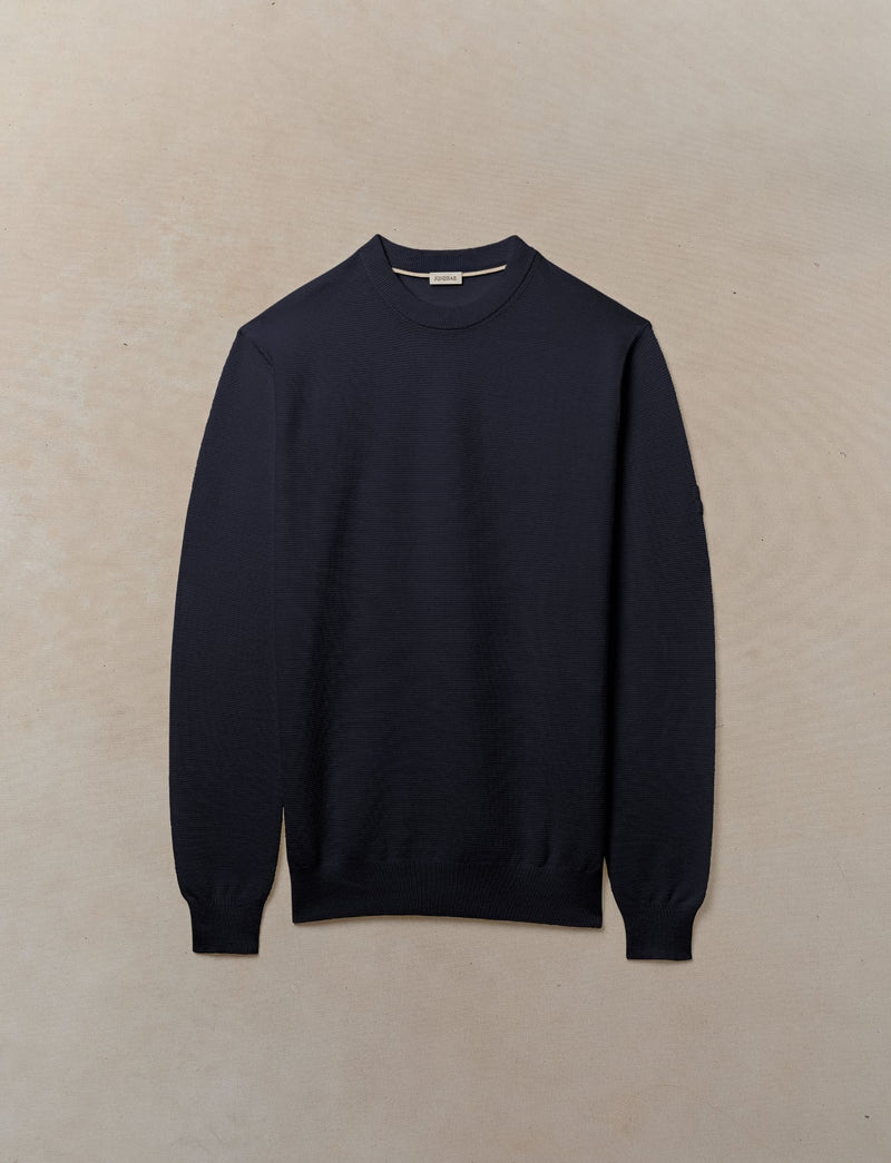 Merino Linkstitch Crewneck - Mens (Ink)