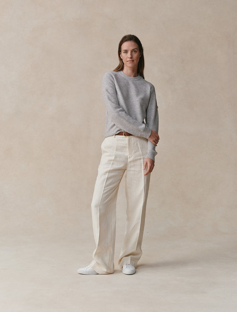 Woolen Cashmere Linkstitch Crewneck - Womens (Fog)
