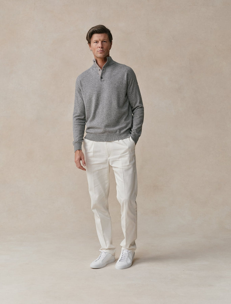 Woolen Cashmere Quarter Button - Mens (Fog)