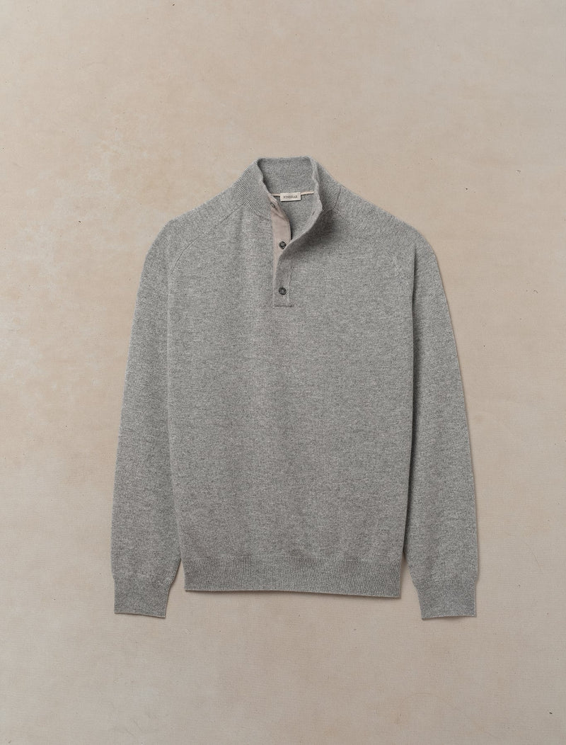 Woolen Cashmere Quarter Button - Mens (Fog)
