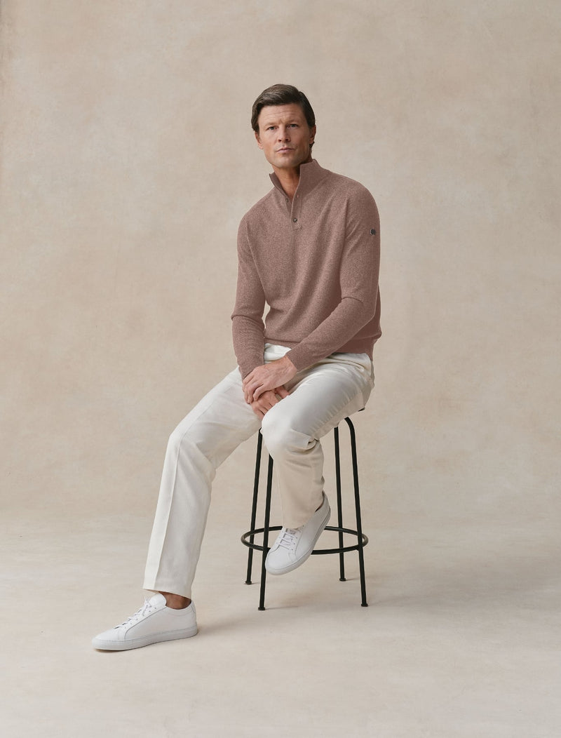 Woolen Cashmere Quarter Button - Mens (Hickory)