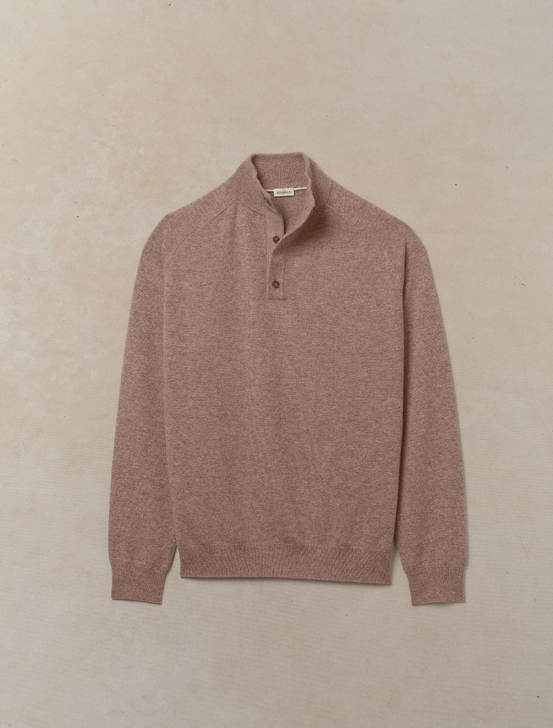Woolen Cashmere Quarter Button - Mens (Hickory)