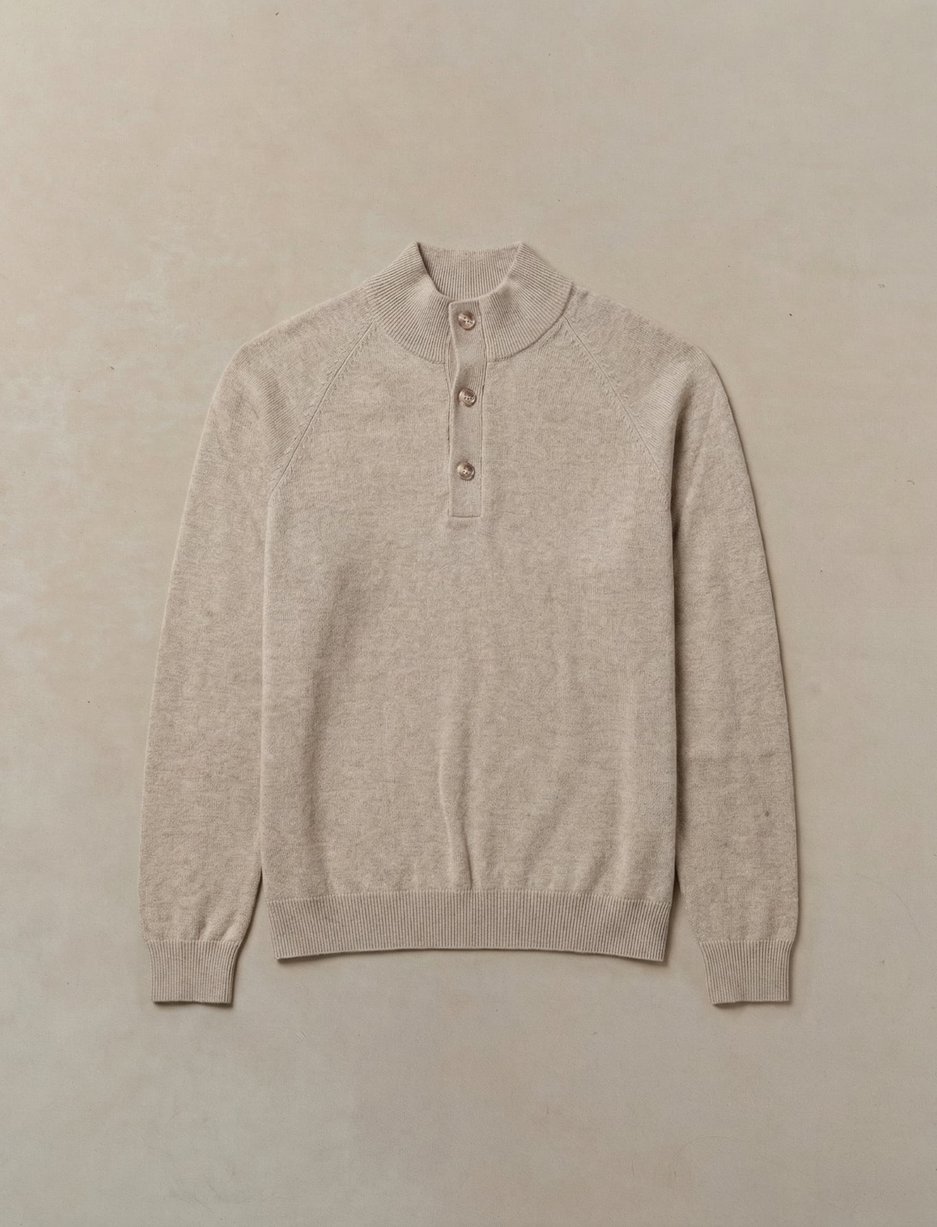 Woolen Cashmere Quarter Button - Womens (Dune)