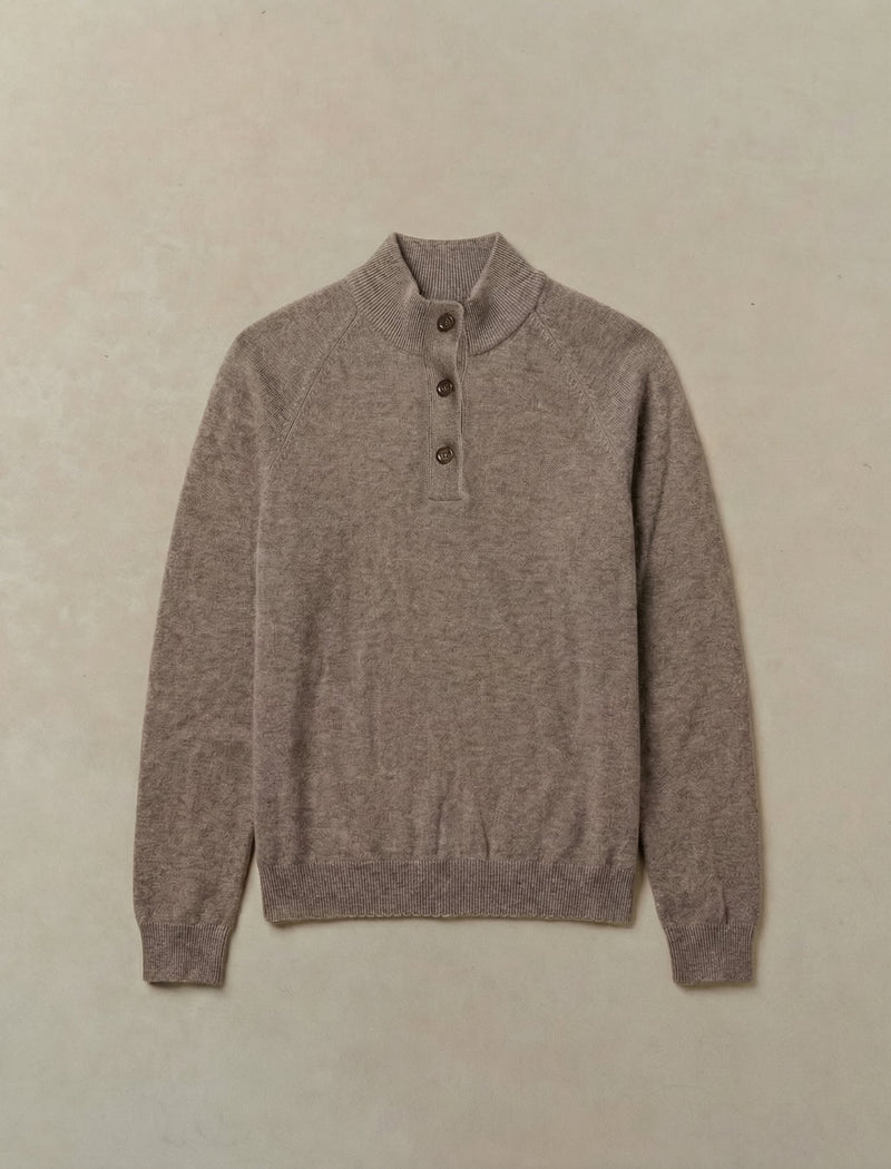 Woolen Cashmere Quarter Button - Womens (Hickory)