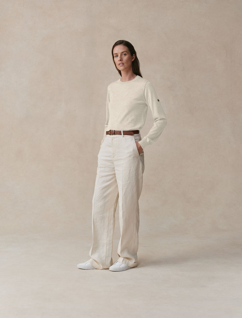 Worsted Cashmere Crewneck - Womens (Alabaster)