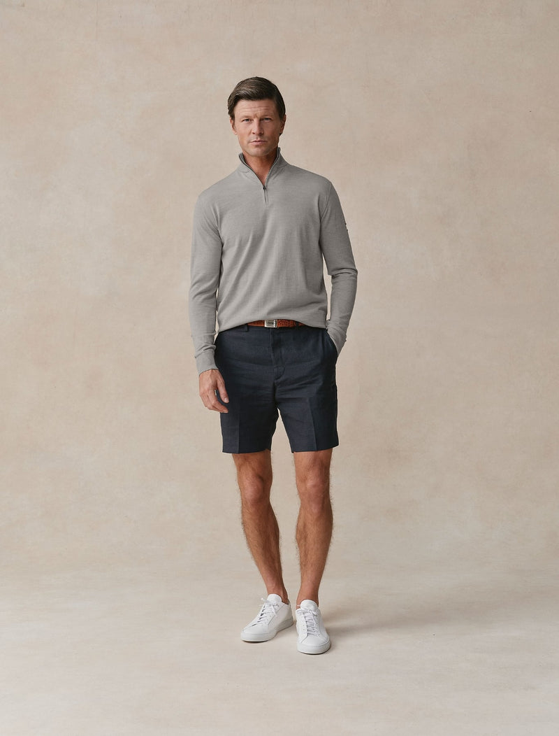 Worsted Cashmere Quarter Zip - Mens (Fog)