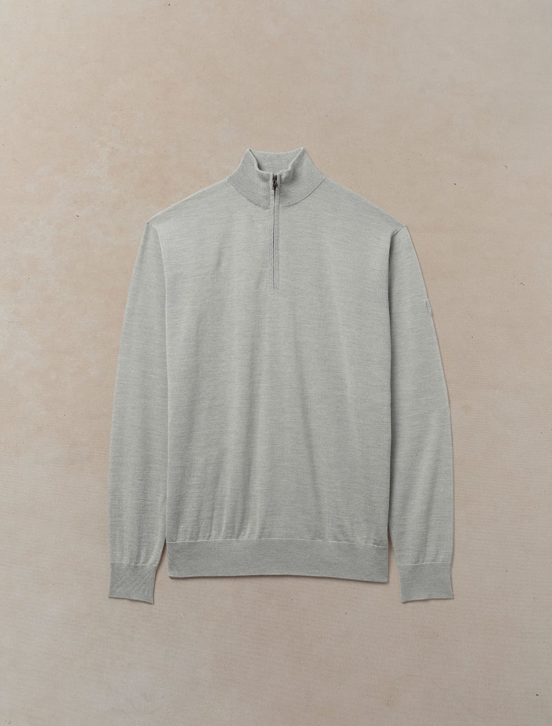 Worsted Cashmere Quarter Zip - Mens (Fog)