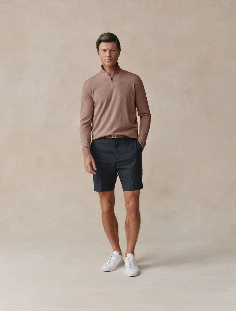 Worsted Cashmere Quarter Zip - Mens (Hickory)