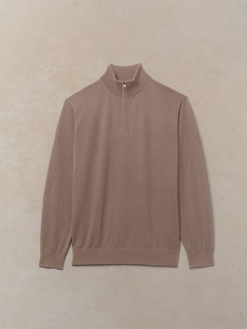 Worsted Cashmere Quarter Zip - Mens (Hickory)