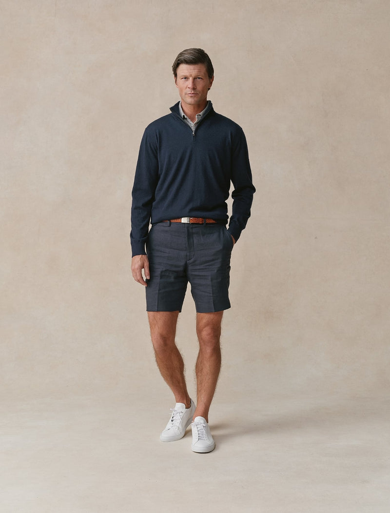 Worsted Cashmere Quarter Zip - Mens (Ink)