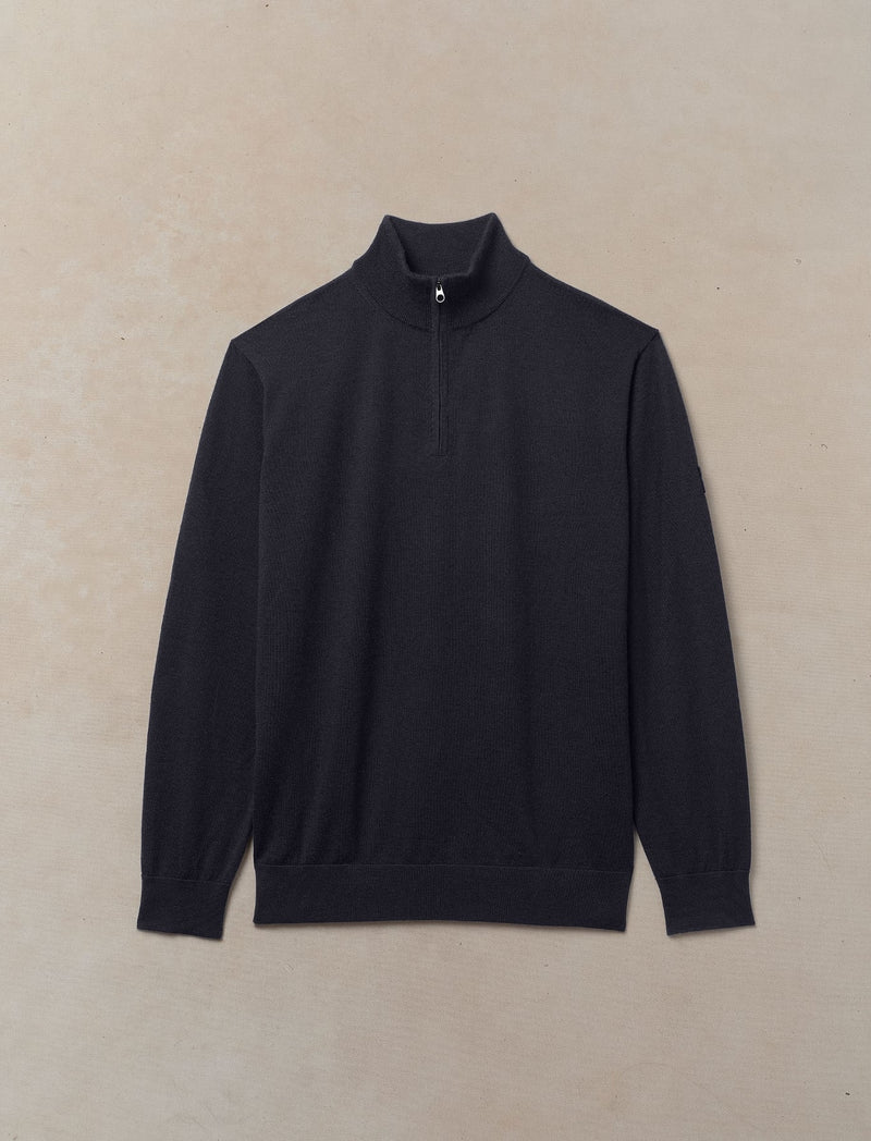 Worsted Cashmere Quarter Zip - Mens (Ink)