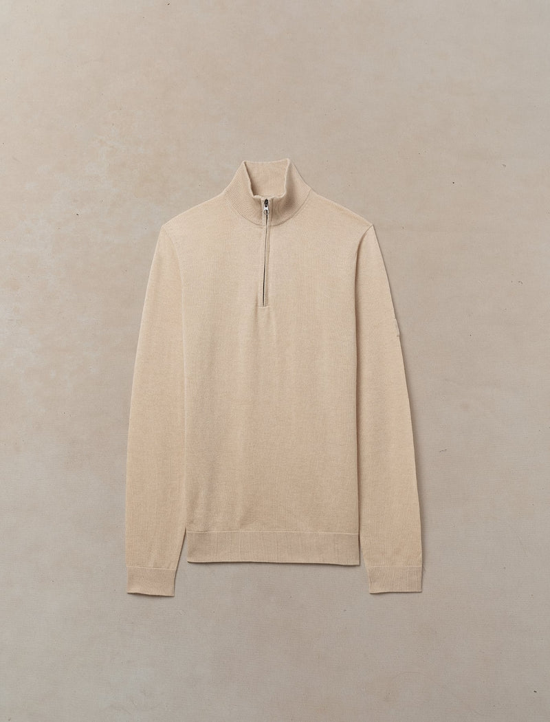 Worsted Cashmere Quarter Zip - Womens (Dune)