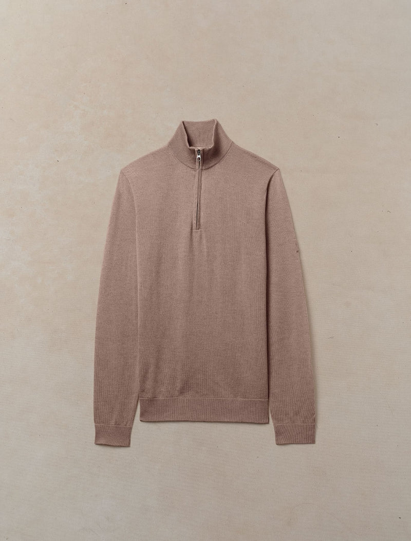 Worsted Cashmere Quarter Zip - Womens (Hickory)