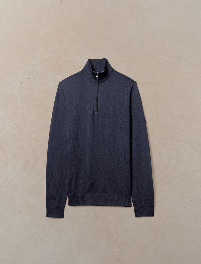 Worsted Cashmere Quarter Zip - Womens (Ink)